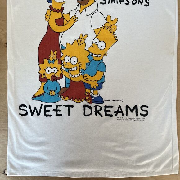 Vintage The Simpsons Sweet Dreams Shirt XL Long White 90s Cartoon Promo Sleeping - Picture 4 of 10